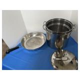 Large skillet, stock pot with large steamer