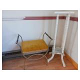 Plant stand marble and wood and vanity bench