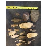 Indian arrowheads and Tomahawk head