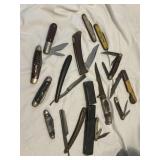 Vintage knives and razors. The case knife at the