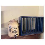 Plate holder and tea jug. No name on tea jug   Do