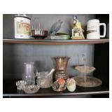 Miscellaneous glassware and metal pieces two