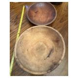 2 hand carved wood bowls