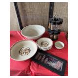 Italian pasta, bowls, other bowl, rack, and herb