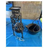 Cast iron, smelting pot, string holder and candle