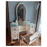 vintage vanity with mirror and