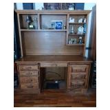 Solid oak computer desk with Hutch top some