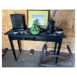 Black table and other vintage items as shown