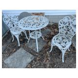 Metal bistro set. The chairs are heavyï¿½ Table not