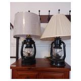 Two Black Lantern style lamps