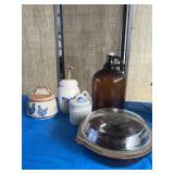 Vintage look decor. Rock type casserole dish, old