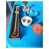 Cookie cutters butter press mortar and pesto