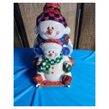 Snowman Christmas cookie jar tiny chip off of