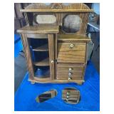 Table top oak secretary desk used as a jewelry