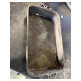 Cast iron and measures 18 x 10 x 3ï¿½ deep. No