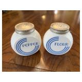 Vintage pepper and flour shakers