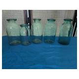 Antique aquamarine, wax ceiling, fruit jars. All