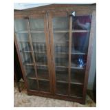 Antique bookshelf with glass doors five shelves