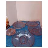 Pink depression Rose dishes a cake plate candy