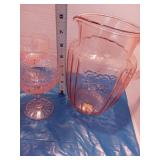 Pink depression Rose picture f o u r stem glasses