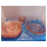 Pink depression Rose dishes large serving Bowl