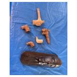 Pipes, pipe bowls, andHand carved, wood