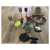 Vintage ceramic grape wall pocket and other