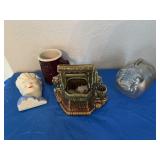 Lady head wall pocket, iridescent piggy bank,