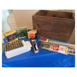 Three empty vintage ammo boxes, old Winchester