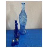 Vintage Empoli genie bottle & cobalt blue bud
