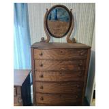 Antique five-drawer chest with mirror all five