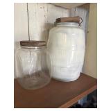 Old glass pickle jar and other jar