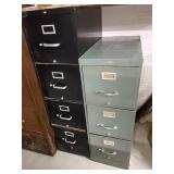 Black HON filing cabinet and vintage WELHAM