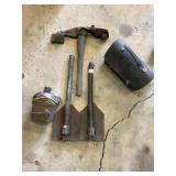 Vintage Wood handled foxhole, shovels, pickax,