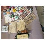 Vintage items, including several match books,
