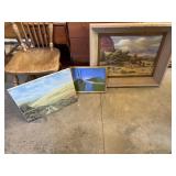 Three paintings by Doug TOTTEN. Large one with