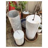 Old chicken, feeder, planters, and other as shown