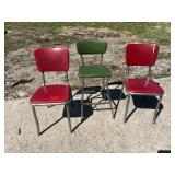 Two vintage chairs and a stool