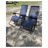 Pair of zero gravity chairs, blue
