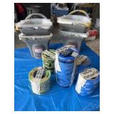 Paint, tape and paint pails with liners