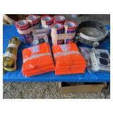 36 rolls of masking tape, ratchet strap, 10
