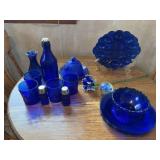 Cobalt blue dishware, including deviled egg plate