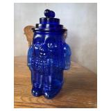 Vintage cobalt blue Mr. peanuts figure cookie jar