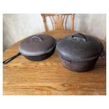 Cast iron 10 1/2 inch skillet and number eight