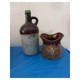 Vintage INARCO brown vase and painted green glass