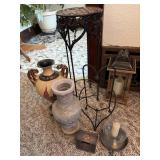 Miscellaneous decor, including candle and plant