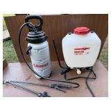 Back pack sprayer and Gilmour sprayer