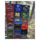 18 Vintage milk crates incl. Pevely, St. Louis,