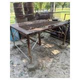 Solid, steel welding table. Approximately 5 x 5.