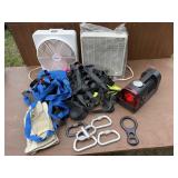 Climbing straps, fans and portable 12V air